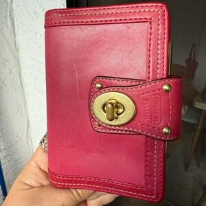 Coach Legacy Fuchsia Pink Leather Agenda with Turnlock Clasp
